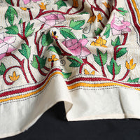 Beige - Handloom Silk Bengal Kantha Work Stole 69