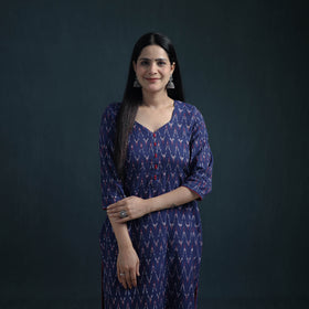 Pochampally Ikat Cotton Suit Set with Dupatta for Women 21