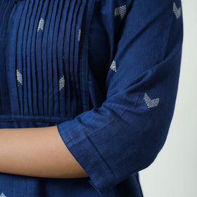 Blue - Jacquard Cotton Pintuck Short Kurta 33