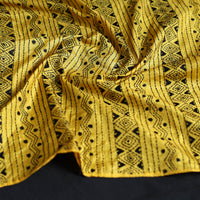 Yellow - Handloom Tussar Silk  Bengal Kantha Work Stole 70