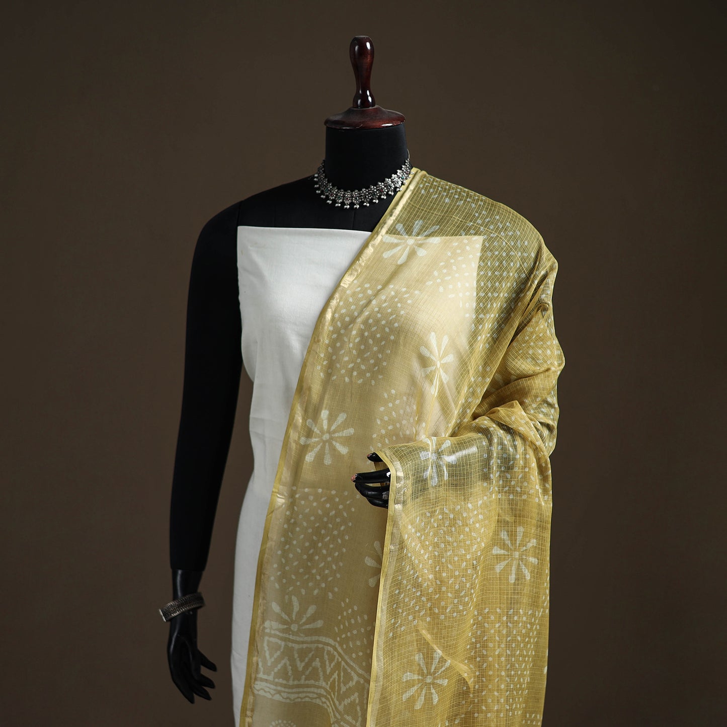 Pipad Hand Block Print Natural Dyed Kota Doria Cotton Dupatta 32