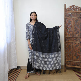 Buy Grey Handloom Cotton Pochampally Ikat Kurta Set Online