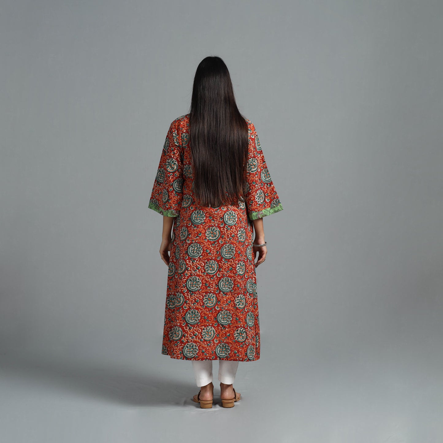 Red - Block Printed Cotton A-Line Bagru Kurta 12