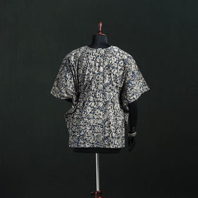 Black - Kalamkari Hand Block Print Natural Dyed Cotton Kaftan (Short) 16