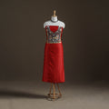 Red - Handpainted Srikalahasti Handloom Chanderi Silk Unstitched Kurta (2.3M) 03