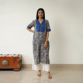 Natural Dyed Block Print Cotton Kalamkari Kurta for Women