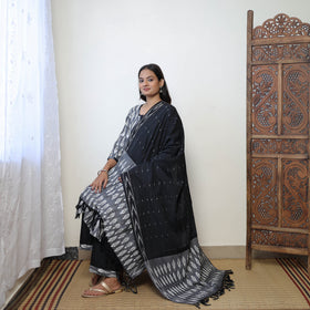 Buy Grey Handloom Cotton Pochampally Ikat Kurta Set Online