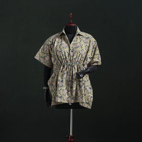 Beige - Kalamkari Hand Block Print Natural Dyed Cotton Kaftan (Short) 17