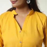 Jasmin Yellow Flex Cotton Short Plain Kurta