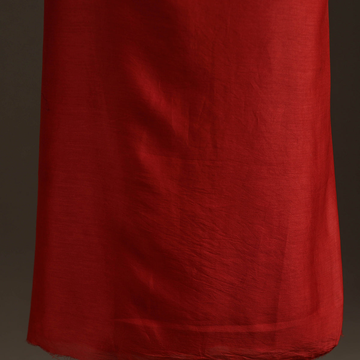 Red - Handpainted Srikalahasti Handloom Chanderi Silk Unstitched Kurta (2.3M) 03
