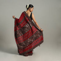 Maroon - Applique Patchwork Mul Cotton Tagai Ajrakh Saree 14