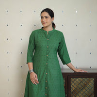 Green - Jacquard Cotton A-Line Kurta 20