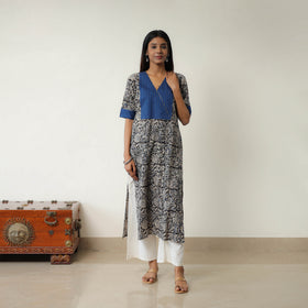 Natural Dyed Block Print Cotton Kalamkari Kurta for Women