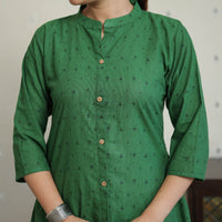 Green - Jacquard Cotton A-Line Kurta 20