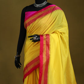 Yellow - mercerized cotton ilkal saree with border 10