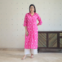 Pink - Tie & Dye Cotton Straight Shibori Kurta 18