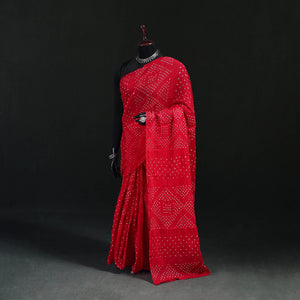 Red - Kutch Bandhani Tie-Dye Cotton Saree 96