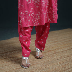 Bandhani Tie-Dye Cotton Suit Set with Dupatta for Women 14