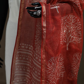 Pipad Hand Block Print Natural Dyed Kota Doria Cotton Dupatta 33