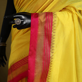 Yellow - mercerized cotton ilkal saree with border 10