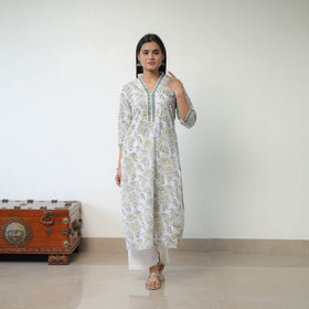 Multicolor - Block Print Cotton Straight Sanganeri Kurta 12