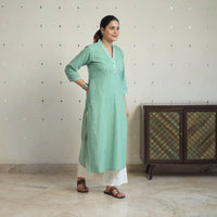 Green - Jacquard Cotton Straight Kurta 01