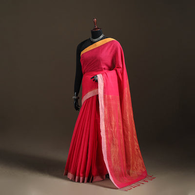 Patnulu Kuppadam Temple Kada Zari Pure Handspun Handloom Cotton Saree 47