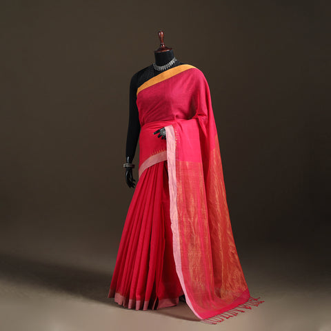 Patnulu Kuppadam Temple Kada Zari Pure Handspun Handloom Cotton Saree 47