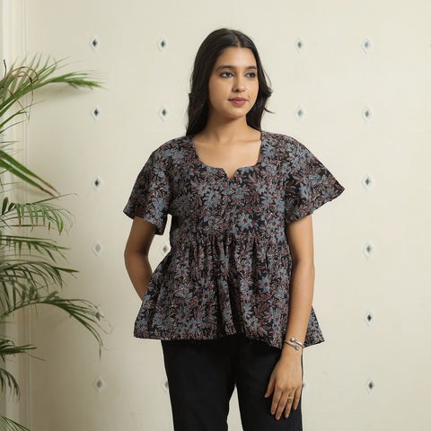 Black - Ajrakh Block Printed Cotton Crop Top 13