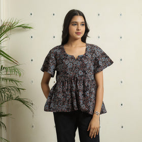 Black - Ajrakh Block Printed Cotton Crop Top 13
