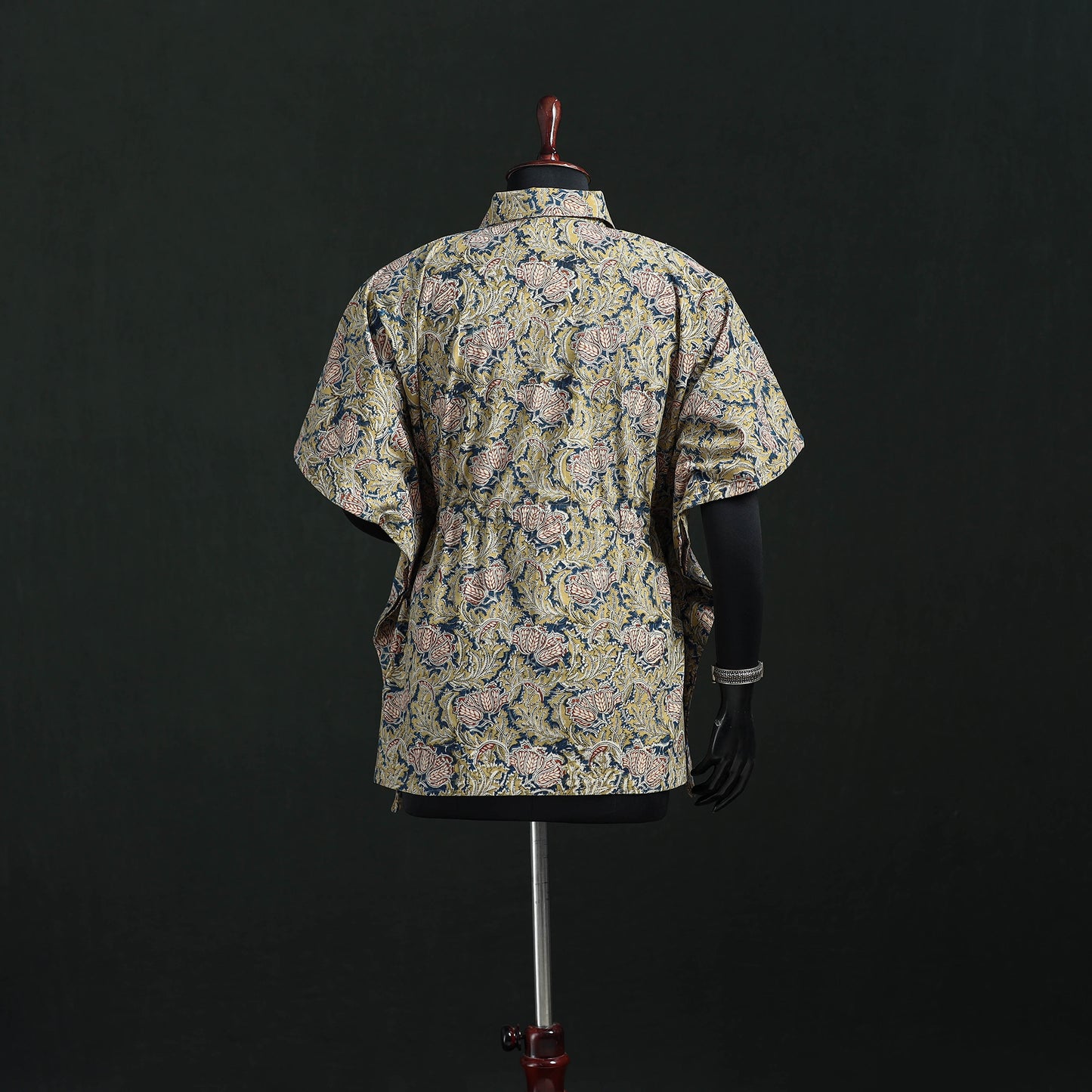 Beige - Kalamkari Hand Block Print Natural Dyed Cotton Kaftan (Short) 17