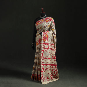 Beige - Kalamkari Printed Cotton Saree 48
