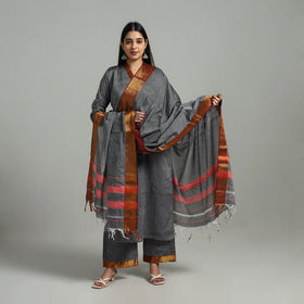  Grey Cotton Dharwad Kurta Set with Palazzo & Dupatta