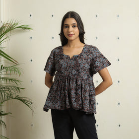 Black - Ajrakh Block Printed Cotton Crop Top 13