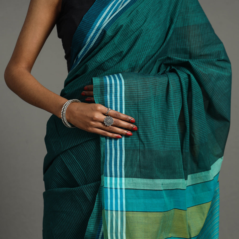 Green - Stripes Dobby Cotton Handloom Saree 39