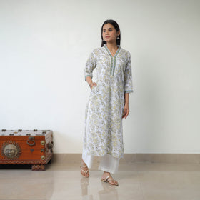 Multicolor - Block Print Cotton Straight Sanganeri Kurta 12