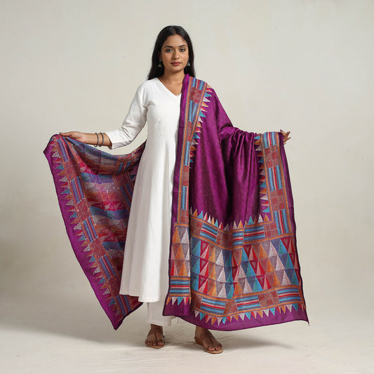 Bengal Handloom Silk Kantha Embroidery Dupatta 03