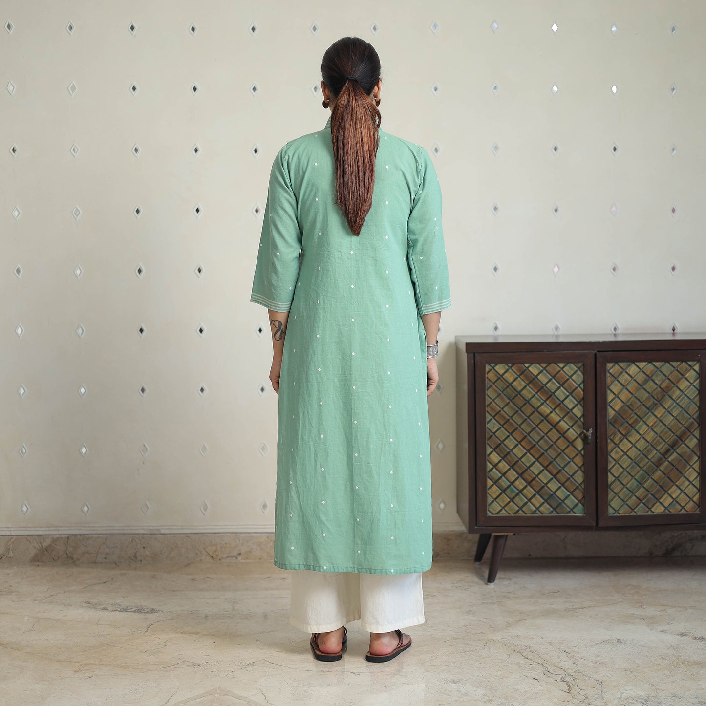 Green - Jacquard Cotton Straight Kurta 01