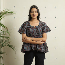 Black - Ajrakh Block Printed Cotton Crop Top 13