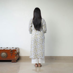 Multicolor - Block Print Cotton Straight Sanganeri Kurta 12