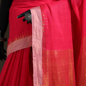 Patnulu Kuppadam Temple Kada Zari Pure Handspun Handloom Cotton Saree 47