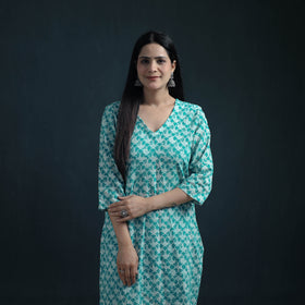 Hand Batik Print Cotton Suit Set with Dupatta for Women 31
