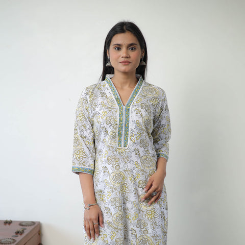 Multicolor - Block Print Cotton Straight Sanganeri Kurta 12