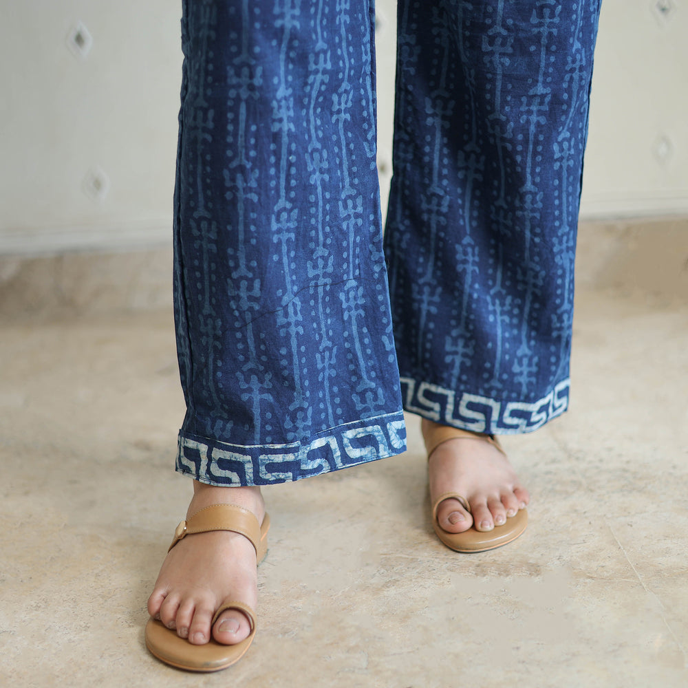 Blue - Hand Block Print Indigo Bagru Cotton Suit Set 02