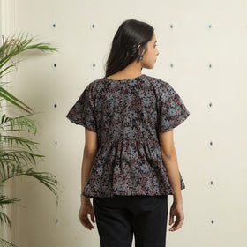 Black - Ajrakh Block Printed Cotton Crop Top 13