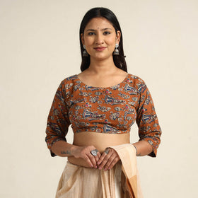 Buy Kalamkari Printed Cotton Stitched Blouse Online at iTokri.com