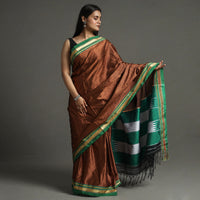 Brown - Ilkal Khun Silk Cotton Saree with Resham Border 23