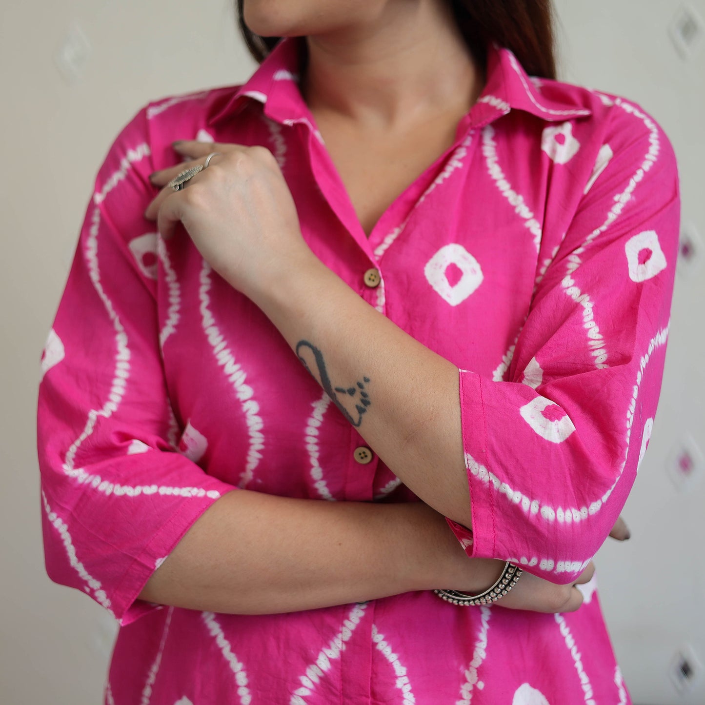 Pink - Tie & Dye Cotton Straight Shibori Kurta 18