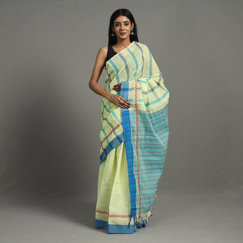 Yellow - Lotus Cotton Handloom Saree 41