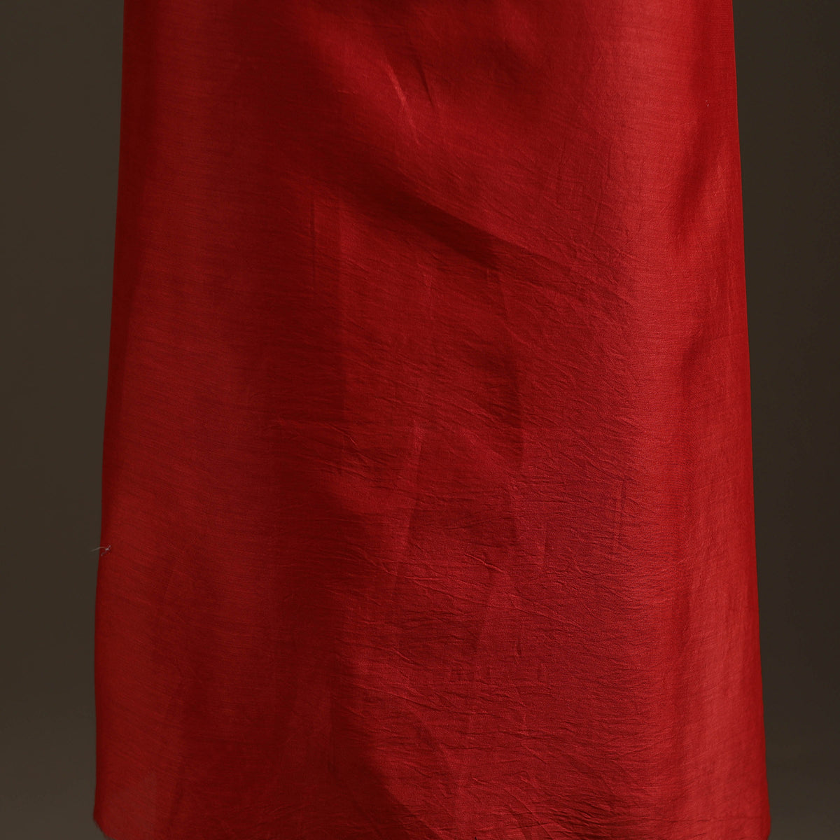 Red - Handpainted Srikalahasti Handloom Chanderi Silk Unstitched Kurta (2.3M) 05